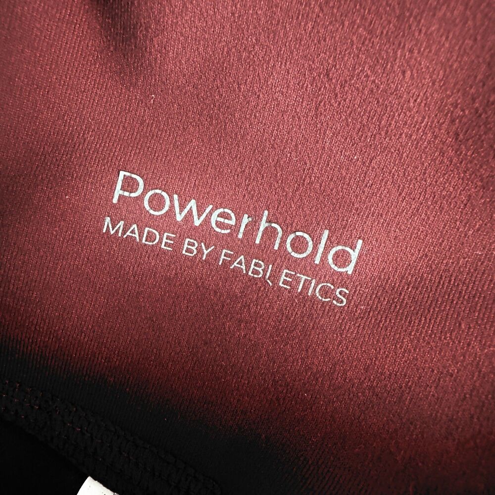 Fabletics Leggings Women L Maroon Pink Colorblock Powerhold Cropped Athleisure - Picture 3 of 8